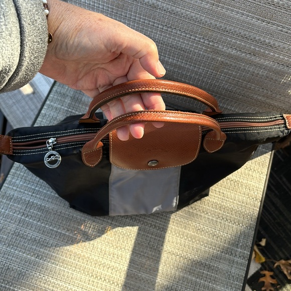 LONGCHAMP BLACK GRAY BROWN TOTE - Picture 9 of 13